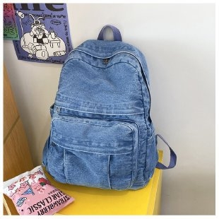 Ženski ruksak za studentice u šumskom stilu – jednostavan retro dizajn; Stil: aserity wind; Materijal: PU; Sezona: Proljeće 2024; Podstava: denim; Pogodno za svakodnevnu upotrebu