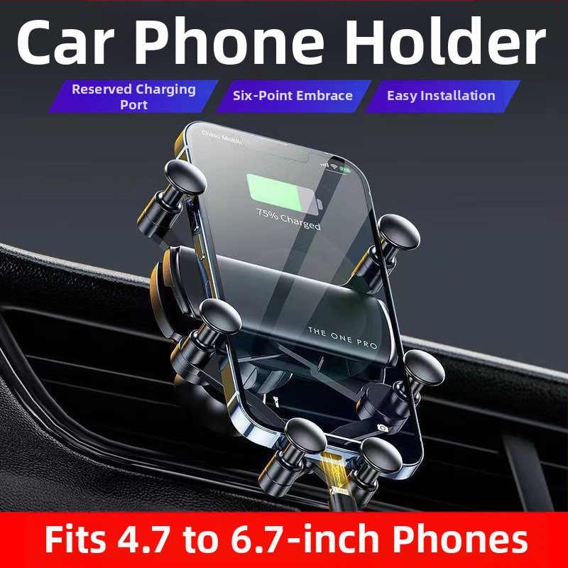 Držiak na telefón do auta na výduch so šesťbodovým gravitačným vysúvacím mechanizmom