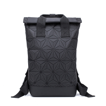 Rucsac cu model geometric diamant, piele PU, capacitate 36–55 L, închidere cu fermoar, unisex pentru activități în aer liber