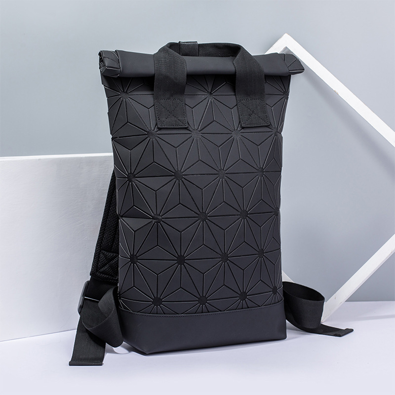 Rucsac cu model geometric diamant, piele PU, capacitate 36–55 L, închidere cu fermoar, unisex pentru activități în aer liber