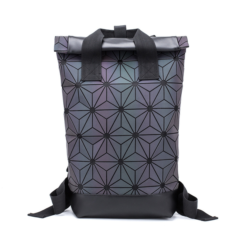 Rucsac cu model geometric diamant, piele PU, capacitate 36–55 L, închidere cu fermoar, unisex pentru activități în aer liber