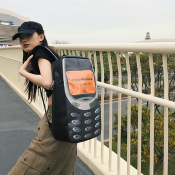 Ruksak za telefon u uličnoj stilu, PU materijal, zatvaranje na zip, unutarnja džep sa zipom, otporan na habanje