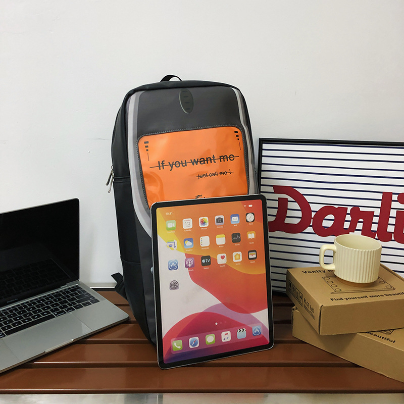 Ruksak za telefon u uličnoj stilu, PU materijal, zatvaranje na zip, unutarnja džep sa zipom, otporan na habanje