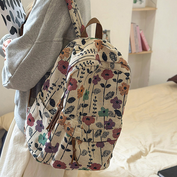 Σχολική τσάντα με φλοράλ μοτίβο, νάιλον, 20–35L, συμβατή με φορητό 15 ιντσών, κυκλοφόρησε Καλοκαίρι 2025