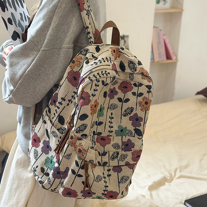Školska torba s cvjetnim uzorkom od najlona, 20–35L, kompatibilna s 15-inčnim laptopom, ljeto 2025 izdanje