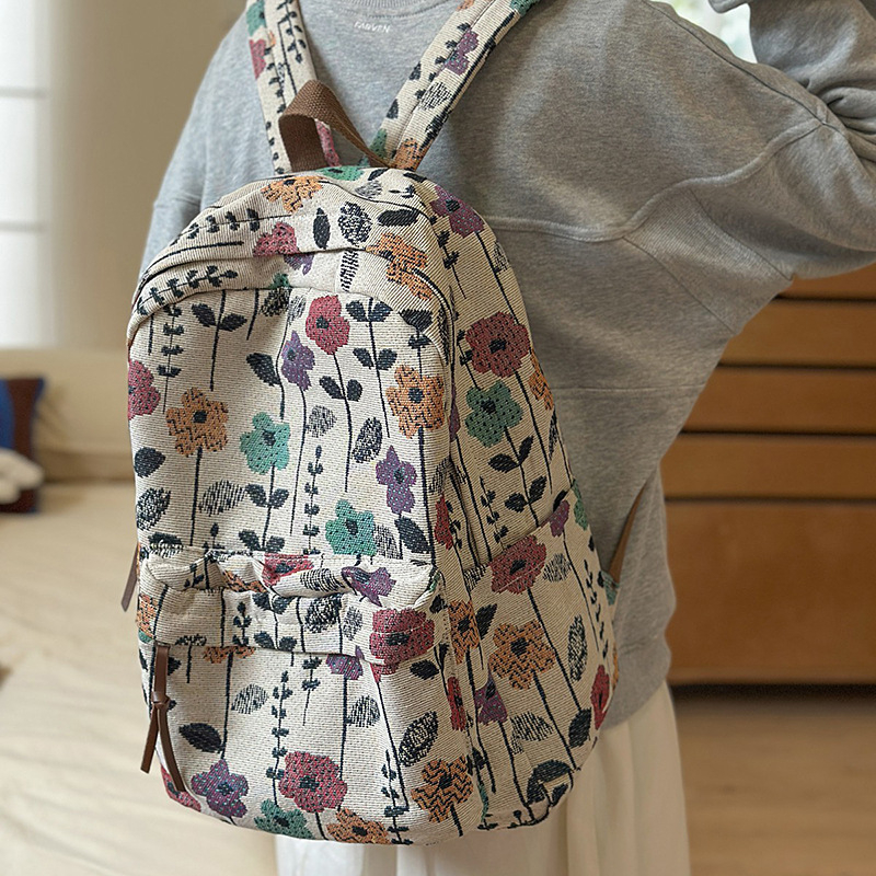 Školska torba s cvjetnim uzorkom od najlona, 20–35L, kompatibilna s 15-inčnim laptopom, ljeto 2025 izdanje
