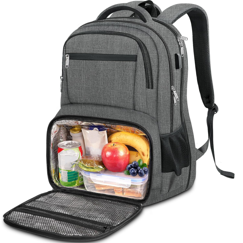 Ebéd hátizsák szigetelt rekesszel és jégcsomaggal, Oxford anyagból, nagy kapacitású, hordozható és gyors hűtés