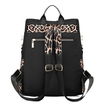 Дамска раница против кражба, ежедневен стил, леопардов принт, голям обем, Oxford плат, закопчаване с цип, вътрешен скрит джоб и джоб за телефон, водоустойчива и износоустойчива