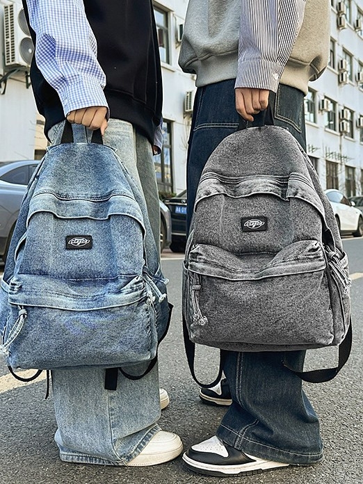 Denim ruksak za slobodno vrijeme i putovanja - veliki kapacitet, unisex stil, prozračan, zakrivljene naramenice