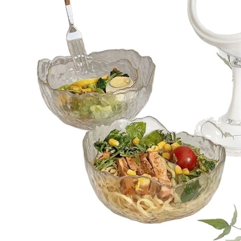 Стъклена купа за плодове и салати, модерен семпъл дизайн; подходяща за деца, студенти, възрастни, бременни и хора в напреднала възраст
