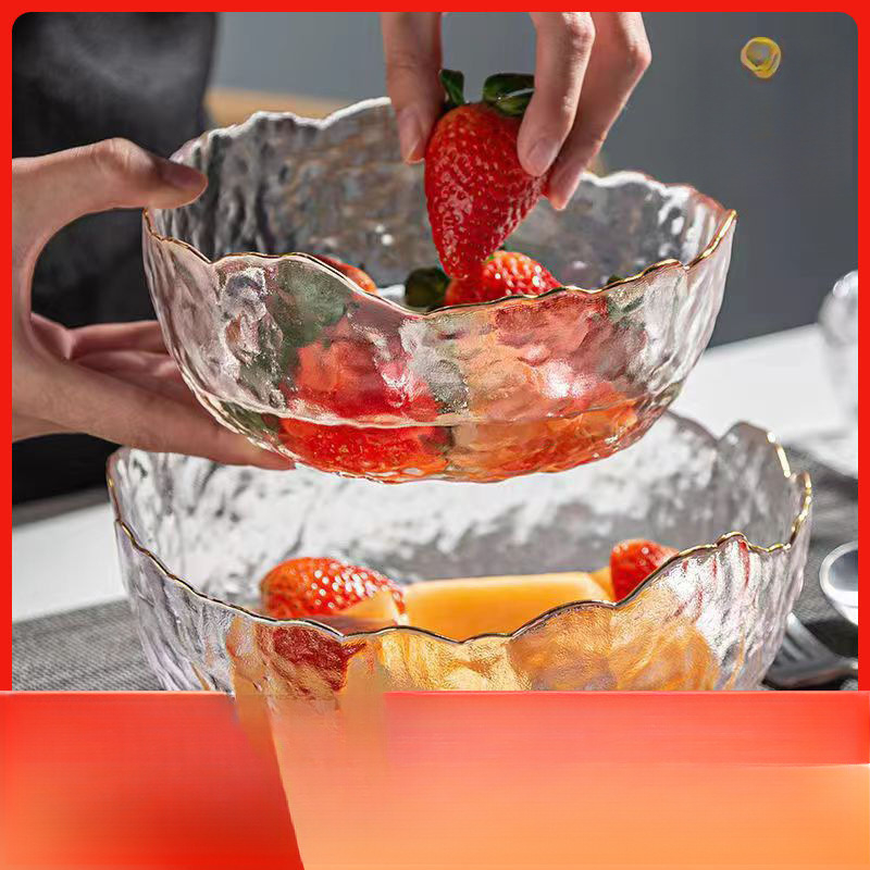 Стъклена купа за плодове и салати, модерен семпъл дизайн; подходяща за деца, студенти, възрастни, бременни и хора в напреднала възраст