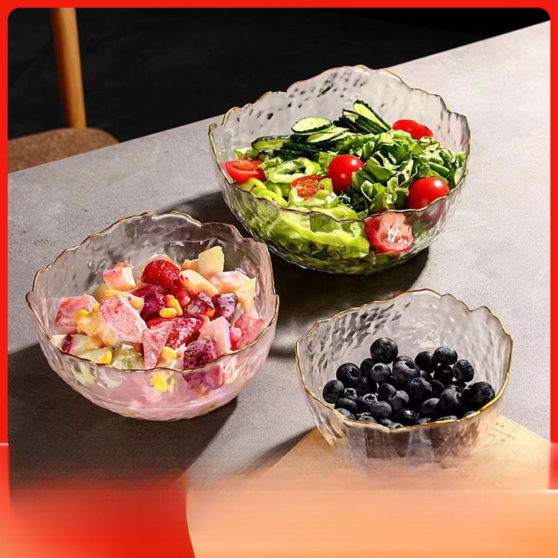 Стъклена купа за плодове и салати, модерен семпъл дизайн; подходяща за деца, студенти, възрастни, бременни и хора в напреднала възраст