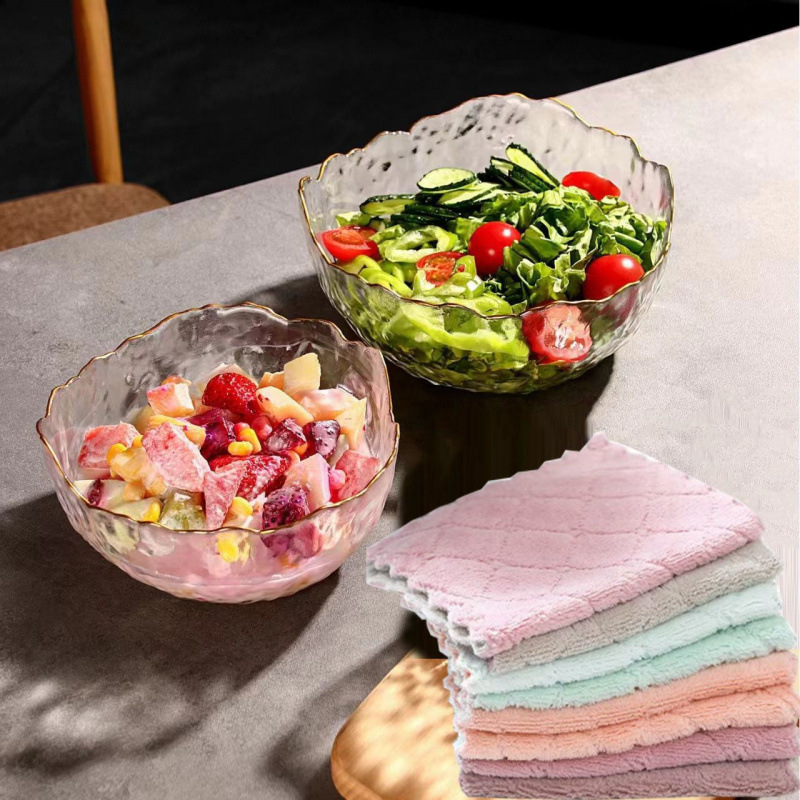 Стъклена купа за плодове и салати, модерен семпъл дизайн; подходяща за деца, студенти, възрастни, бременни и хора в напреднала възраст