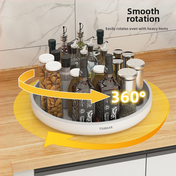 Περιστρεφόμενος οργανωτής μπαχαρικών κουζίνας, PP υλικό, κυκλικός σχεδιασμός, επιτραπέζια αποθήκευση, μονοεπίπεδος
