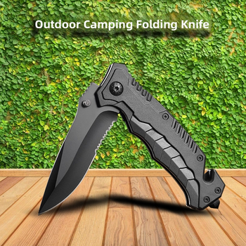 Sklopivi nož za kampiranje s krajem za razbijanje stakla i rezanje užeta – 40CR13, duljina oštrice 8,3 cm, Yunxiang