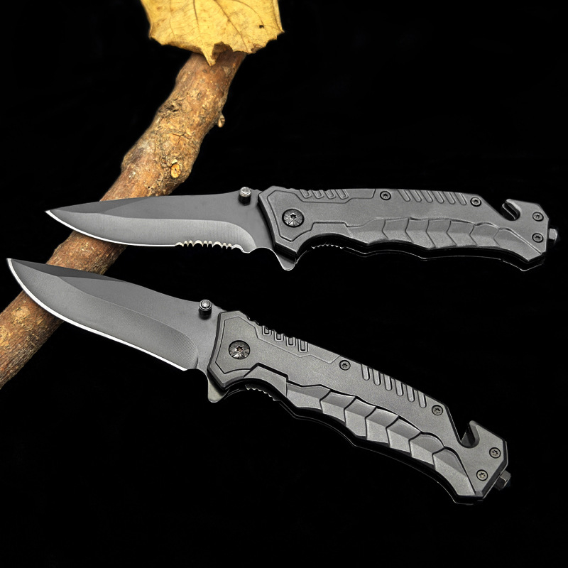 Sklopivi nož za kampiranje s krajem za razbijanje stakla i rezanje užeta – 40CR13, duljina oštrice 8,3 cm, Yunxiang