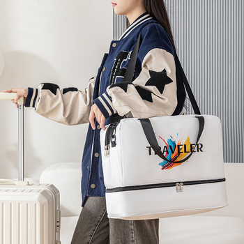 Τσαντα ώμου για ταξίδια με αδιάβροτες ιδιότητες και διαχωρισμό στεγνών-βρεγμένων, υλικό 600D, unisex, για ταξίδια αναψυχής.