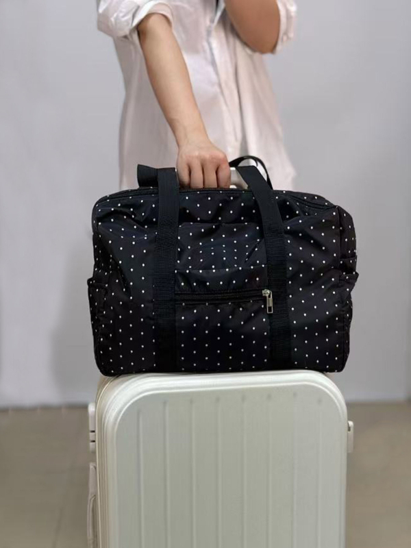 Drobės kelioninė rankinė laisvalaikio kelionėms,Horizontaliai kvadratinė forma, užtrauktukas, paslėpta užtrauktuko kišenė, poliesterio pamušalas