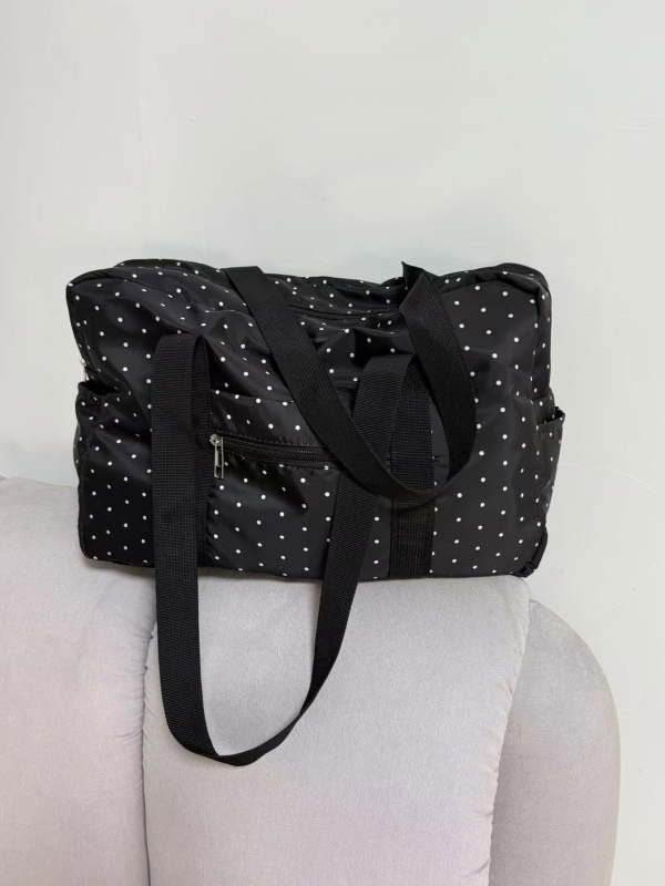 Drobės kelioninė rankinė laisvalaikio kelionėms,Horizontaliai kvadratinė forma, užtrauktukas, paslėpta užtrauktuko kišenė, poliesterio pamušalas