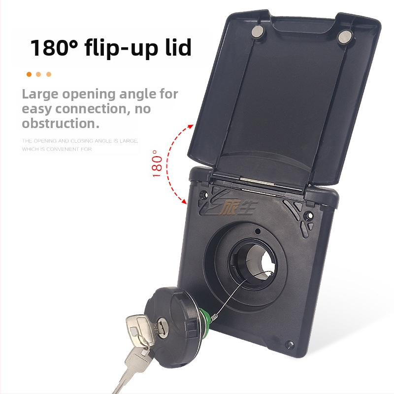 RV gravitačný plniaci port, štvorcový vstup paliva so krytom a zámkom, doplnky pre úpravu RV