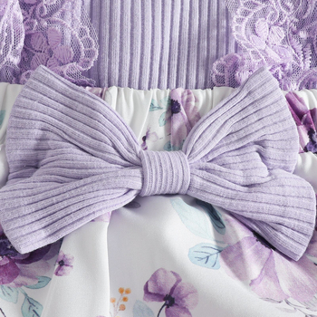 Φόρεμα μωρού για κορίτσια με φλοράλ μοτίβο, μακριά μανίκια, γραμμή Α, πλεκτό ύφασμα πολυεστέρα 35%