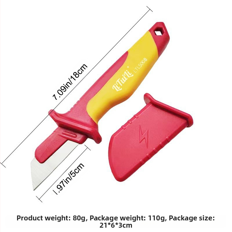 LiTuiLi απομονωμένο μαχαίρι απογύμνωσης καλωδίων, VDE, ευθεία λεπίδα και λεπίδα με γάντζο