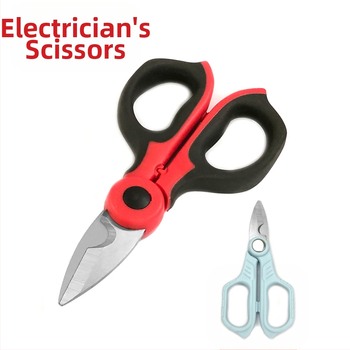Meimeijia електрически ножици за електротехници, мултифункционални и изолирани, ножици за кабелни канали с назъбени ръбове, дебелина 0,31 см