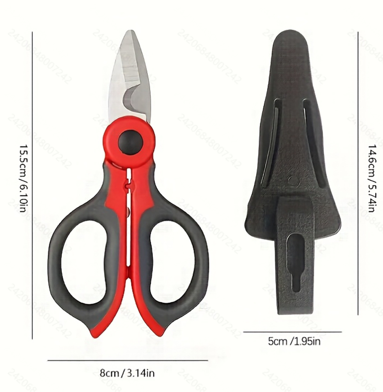 Meimeijia електрически ножици за електротехници, мултифункционални и изолирани, ножици за кабелни канали с назъбени ръбове, дебелина 0,31 см