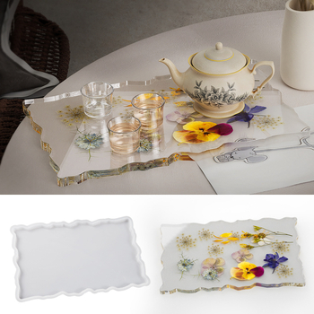 Silikonski kalup za smolu DIY - nepravilni pravokutni kalup s čipkastim rubom za pladanj voća