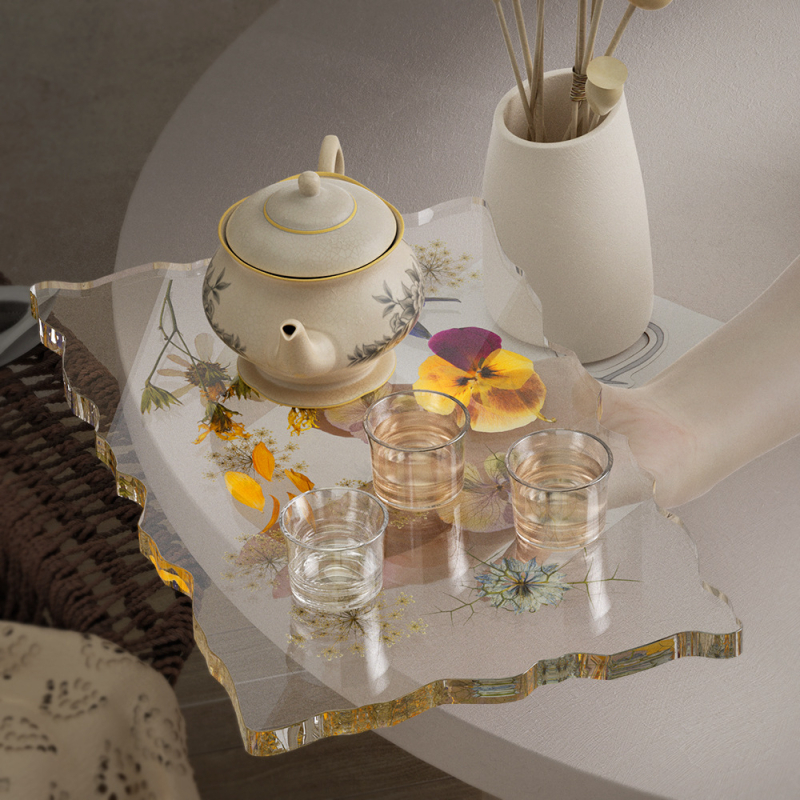 Silikonski kalup za smolu DIY - nepravilni pravokutni kalup s čipkastim rubom za pladanj voća