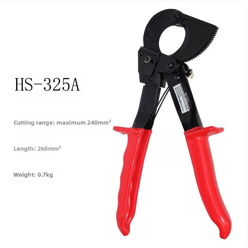 Ratchet-type kabelski reznik za bakrene i aluminijske kabele, ručni, industrijske klase, visoko ugljično čelika