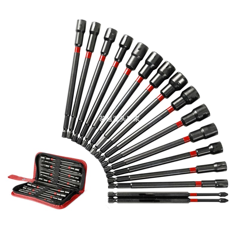 Магнитен комплект драйвери за гайки, дълги драйвери за гайки, 16–21 части, S2 сплавна стомана, нетно тегло 1.17