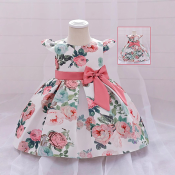 Παιδικό φόρεμα πριγκίπισσα με εκτύπωση και φιόγκο, πολυεστέρας 65% / βαμβάκι 35% επένδυση, 3–8 ετών, όλο τον χρόνο