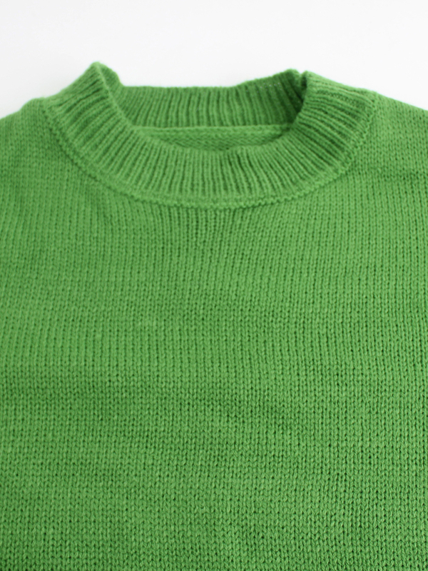 Плетен пуловер с кръгло деколте, паднали рамене, дълъг ръкав, 95%+ полиестер, едноцветен модел