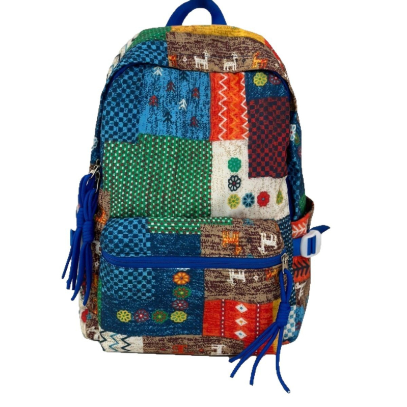 Ženski školski ruksak - cvjetni uzorak, jednostavan dizajn, najlon materijal, kapacitet ispod 20 L, pretinac za 14-inčni prijenosnik, zakrivljene naramenice