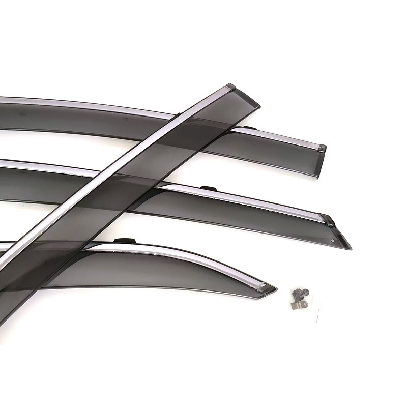 Akrilo lietaus deflektorius Toyota Camry 2018-2023, injekciškai formuotas profilis, 4 vnt. komplektas, montavimas su sagtimi + kabliu + klijais