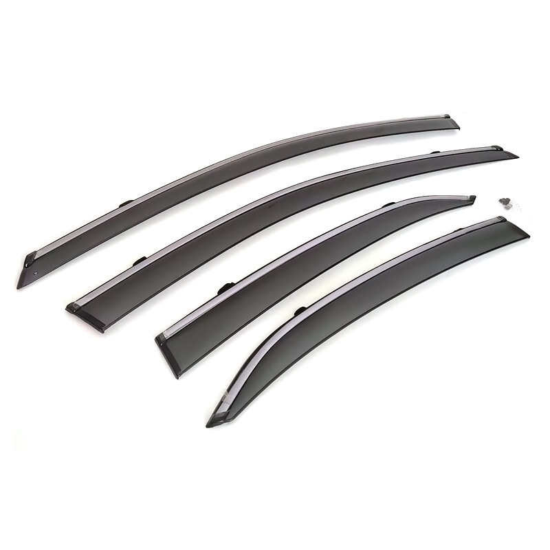 Akrilo lietaus deflektorius Toyota Camry 2018-2023, injekciškai formuotas profilis, 4 vnt. komplektas, montavimas su sagtimi + kabliu + klijais