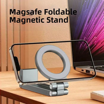 Stolný držiak na telefón - hliníková zliatina, magnetický sklopný, nastaviteľný, prenosný