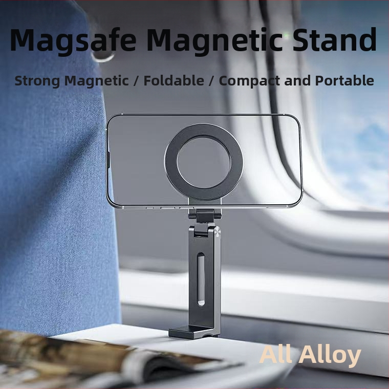 Stolný držiak na telefón - hliníková zliatina, magnetický sklopný, nastaviteľný, prenosný