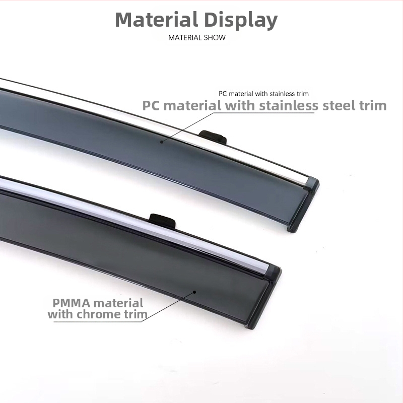 Toyota Yaris 2008-2011 lango lietaus skydas – YST, stambi injekcinė konstrukcija, medžiaga akrilas/PC su nerūdijančio plieno akcentu, montavimas kabliu ir lipa, 4 vnt komplekte