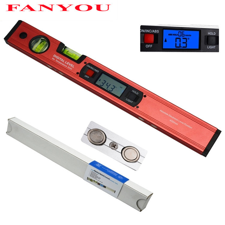 Алуминиева сплав цифров нивелир с магнитно задно осветяване, точност 0,2°, тегло 300 г