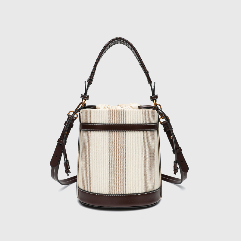 lulukadi Geantă Bucket din paie cu căptușeală din pânză, închidere cu șnur, mânere duble, buzunar pentru telefon și buzunar cu fermoar laminat