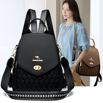 Rucsac pentru femei, stil coreean, de înaltă clasă, cu capacitate mare pentru călătorii; material nailon, impermeabil, închidere cu fermoar, căptușeală poliester, buzunare interioare (buzunar pentru telefon, buzunar cu fermoar)