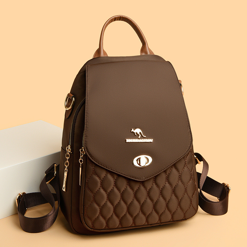 Rucsac pentru femei, stil coreean, de înaltă clasă, cu capacitate mare pentru călătorii; material nailon, impermeabil, închidere cu fermoar, căptușeală poliester, buzunare interioare (buzunar pentru telefon, buzunar cu fermoar)