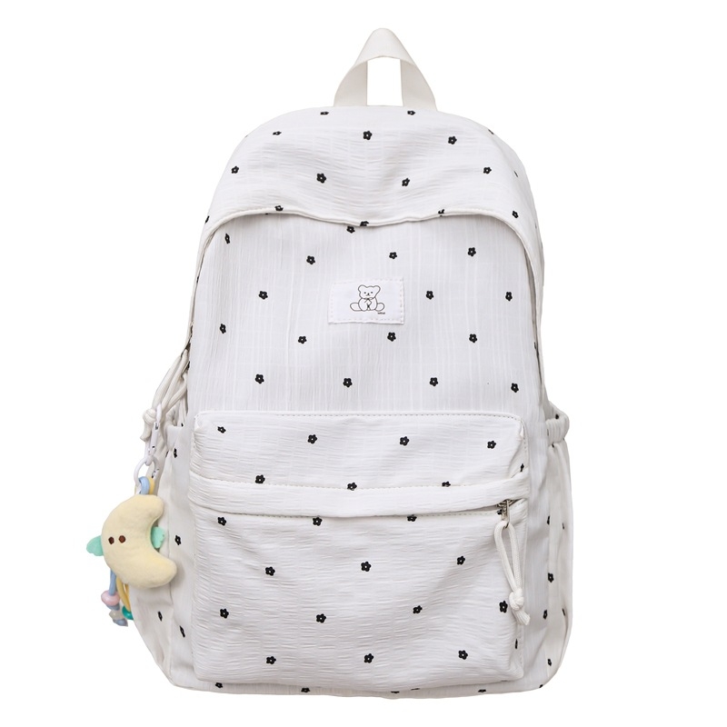 Moteriškas mokyklinis kuprinė iš nailono, su gėlių raštu, lengvas, su išlenktais pečių dirželiais