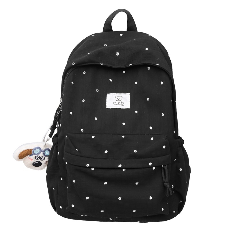 Moteriškas mokyklinis kuprinė iš nailono, su gėlių raštu, lengvas, su išlenktais pečių dirželiais