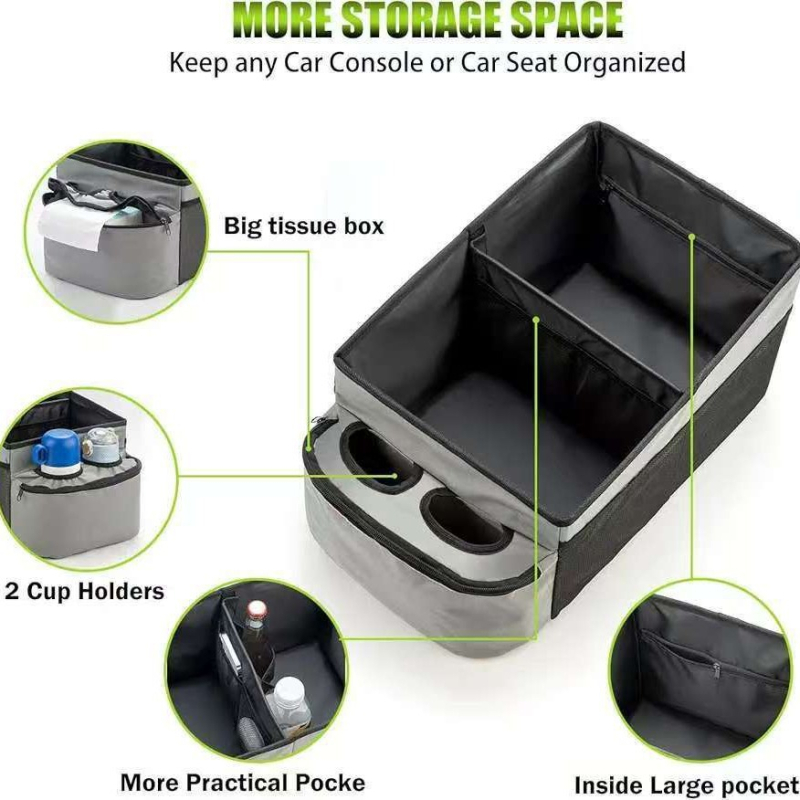 Autóülés tároló táska középső üléshez, összecsukható, Oxford anyagból, univerzális illeszkedés, logónyomtatás elérhető, testreszabható