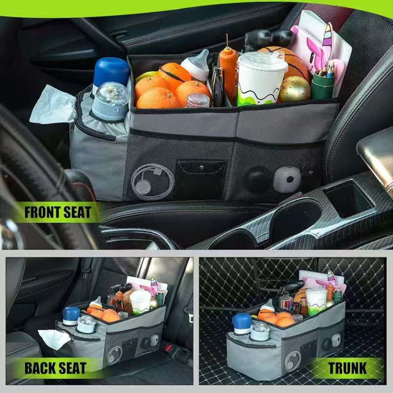 Autóülés tároló táska középső üléshez, összecsukható, Oxford anyagból, univerzális illeszkedés, logónyomtatás elérhető, testreszabható