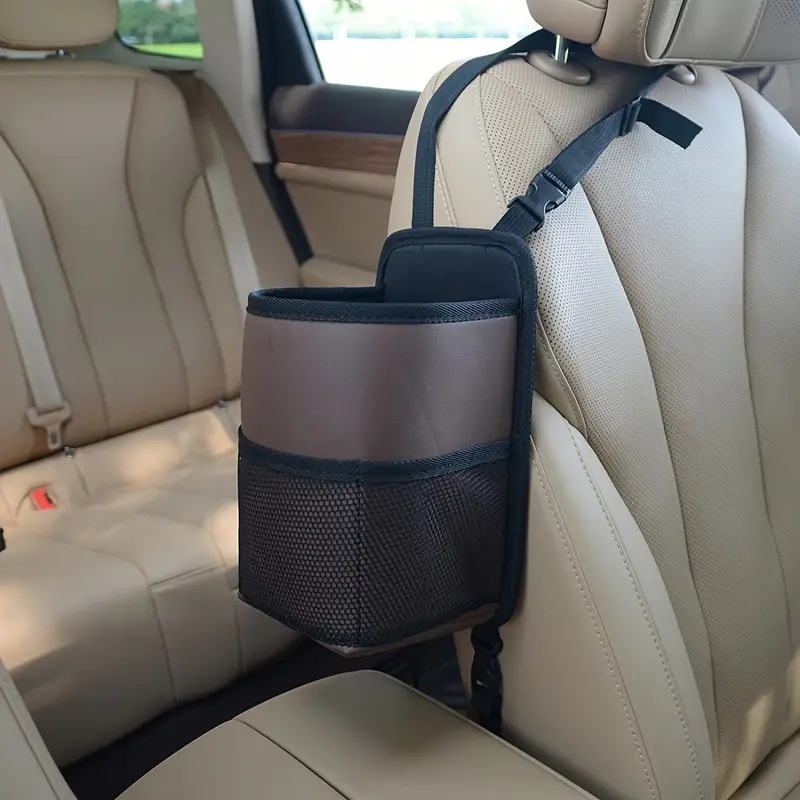 Cilinderszerű autóülésre akasztható tárolótáska, nylon és háló anyagból, többfunkciós, utazásokhoz és otthoni tároláshoz
