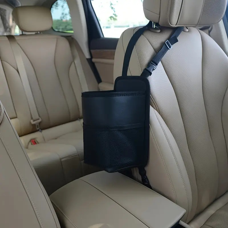 Cilinderszerű autóülésre akasztható tárolótáska, nylon és háló anyagból, többfunkciós, utazásokhoz és otthoni tároláshoz